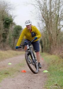 Cornering and berms skills coaching on the surrey hills