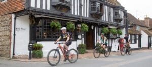 Cycling through Alfriston on the South Downs Way with Marmalade MTB