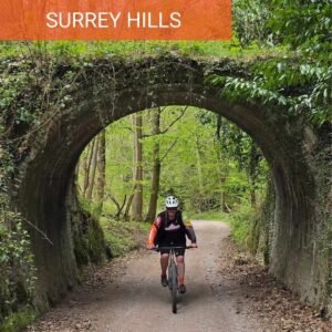 Guided mountain bike ride on the Surrey Hills and North Downs featuring the Lovelace Bridges close to London