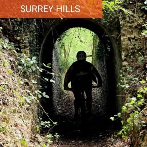 Guided mountain bike ride on the Surrey Hills and North Downs featuring the Lovelace Bridges close to London