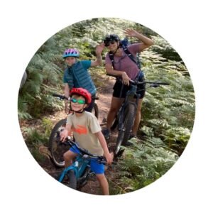 Testimonial slider image of young rider and marmalade mtb instructor